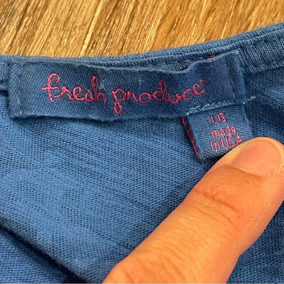 Fresh Produce Dress Womens Large Blue Cotton Loungewear Comfy Floral Made In USA - Picture 4 of 8